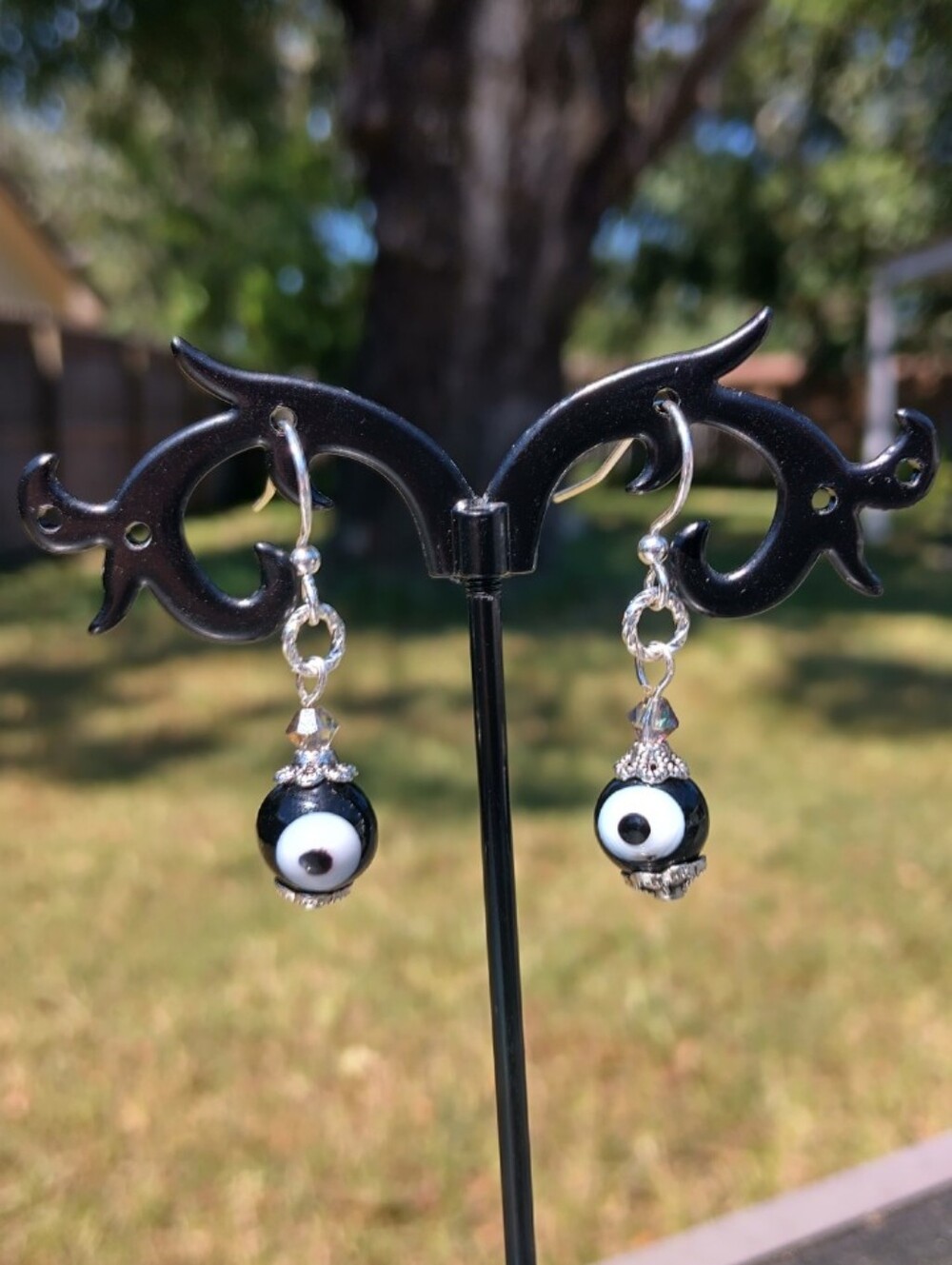 Silver Halloween Inspired Earrings - Evil Eye